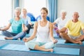 Seniors performing yoga Royalty Free Stock Photo