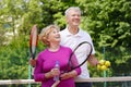 Seniors playing tennis
