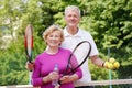 Seniors playing tennis