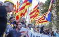 Seniors protest during a demonstration in Barcelona detail