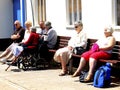 Seniors relaxing , Paignton, Devon.