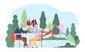 Seniors resting. Elderly lifestyle vector illustration. Grandmother grandfather characters. Old couples drink wine, walk