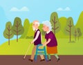Elderly People in Park, Seniors Outdoor Vector