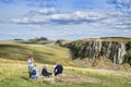 Seniors at Walltown Crags Hadrian`s Wall Northumberland UK