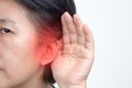 Seniors woman hearing loss , Hard of hearing Royalty Free Stock Photo