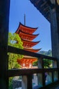 Senjokaku Pavilion, and the Five-storied Pagoda  in Miyajima Royalty Free Stock Photo