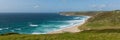 Sennen Cove Cornwall beach and coast near Land`s End panoramic view