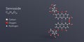 sennoside molecule 3d rendering, flat molecular structure with chemical formula and atoms color coding Royalty Free Stock Photo