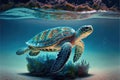 Tropical Serenity: A Sea Turtle in Paradise. Generative Ai