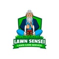 sensei mascot lawn care logo design vector Royalty Free Stock Photo