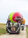 Senseo Caravan on a Cobblestone Road- Tour de France 2015