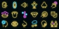 Senses icons set vector neon