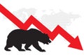 Sensex down, stock market down bear market vector illustration concept, bearish graph, inflation graph vector