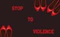 Sensibilization banner about violence on women on dark background