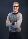 Sensible style. A studio portrait of a handsome man wearing glasses.