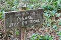 Sensitive plants stay on trail sign