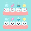 Sensitive teeth with different influences stomatology concept, cute colorful tooth vector illustration Royalty Free Stock Photo