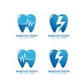 Sensitive teeth Vector icon or logo with flat cartoon design