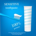 Sensitive toothpaste concept background, realistic style Royalty Free Stock Photo