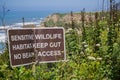 `Sensitive wildlife habitat` posted sign Royalty Free Stock Photo