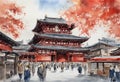 Senso-ji Temple watercolor in japan