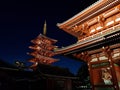 Sensoji buddhist temple in Asakusa Tokyo illuminated by night