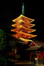 Sensoji Temple - Pagoda at night Royalty Free Stock Photo
