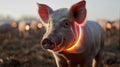 A sensor attached to a pigs collar tracks its activity levels and alerts the farmer if it appears to be unhealthy or