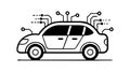 Sensor Enabled Car, Smart Driving and Vehicle Technology, vector design Generative AI Royalty Free Stock Photo