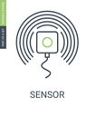 Sensor Vector Outline Icon with Editable Stroke Royalty Free Stock Photo