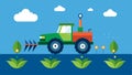 A sensorequipped tractor spreading fertilizers in precise amounts based on realtime nutrient data.. Vector illustration. Royalty Free Stock Photo
