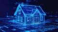 sensors home security system holographic projection Royalty Free Stock Photo