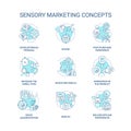 Sensory marketing turquoise concept icons set