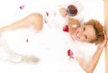 Sensual Alluring Caucasian Blond Female in Foamy Bathtub