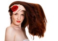 Sensual beautiful woman with red rose Royalty Free Stock Photo