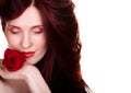 Sensual beautiful woman with red rose Royalty Free Stock Photo