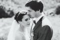 Sensual Black and white portrait of bride and groom