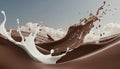 Milk and chocolate splash abstract smooth shapes with 3D illustration, 3d realistic