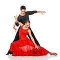 Sensual couple dancing salsa. Latino dancers in action.