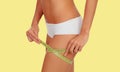 Sensual female body with bikini and tape measure Royalty Free Stock Photo