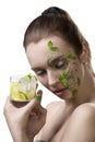 Sensual girl with mojito and creative make-up Royalty Free Stock Photo