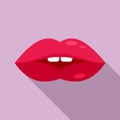 Sensual kiss icon, flat style