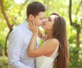 Sensual kiss young couple