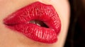 Sensual lips. Sexy lips kiss, kissing mouth. Passion kisses. Kissed on black background. Royalty Free Stock Photo