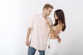 Sensual man hugging beautiful young woman Royalty Free Stock Photo