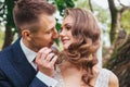 Sensual portrait of a young couple. Wedding photo outdoor Royalty Free Stock Photo