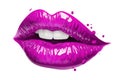 Sensual purple woman lips isolated on white, illustration generated by AI