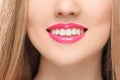 The sensual red lips, mouth open, white teeth. Royalty Free Stock Photo