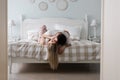 Sensual romantic foreplay by couple in bed Royalty Free Stock Photo