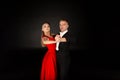 Sensual salsa dancing couple on grey background Royalty Free Stock Photo
